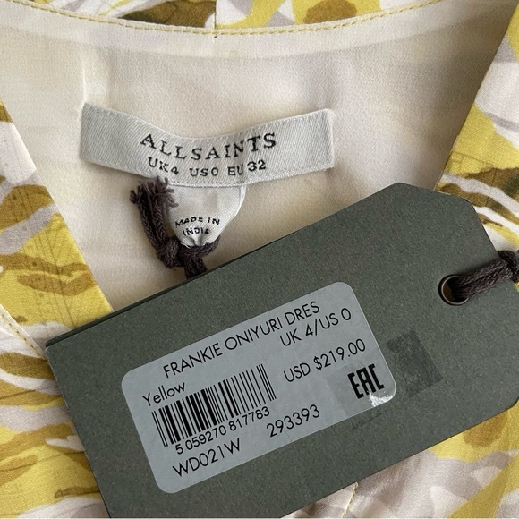 ALLSAINTS Frankie Oniyuri Dress Yellow NWT - Picture 7 of 11
